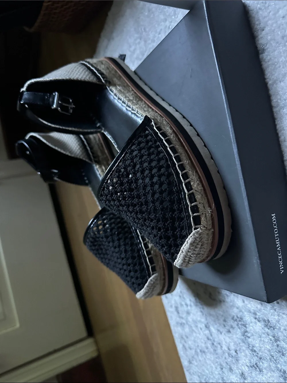 Black Espadrille Ankle-Strap Flats - Picture 3 of 4